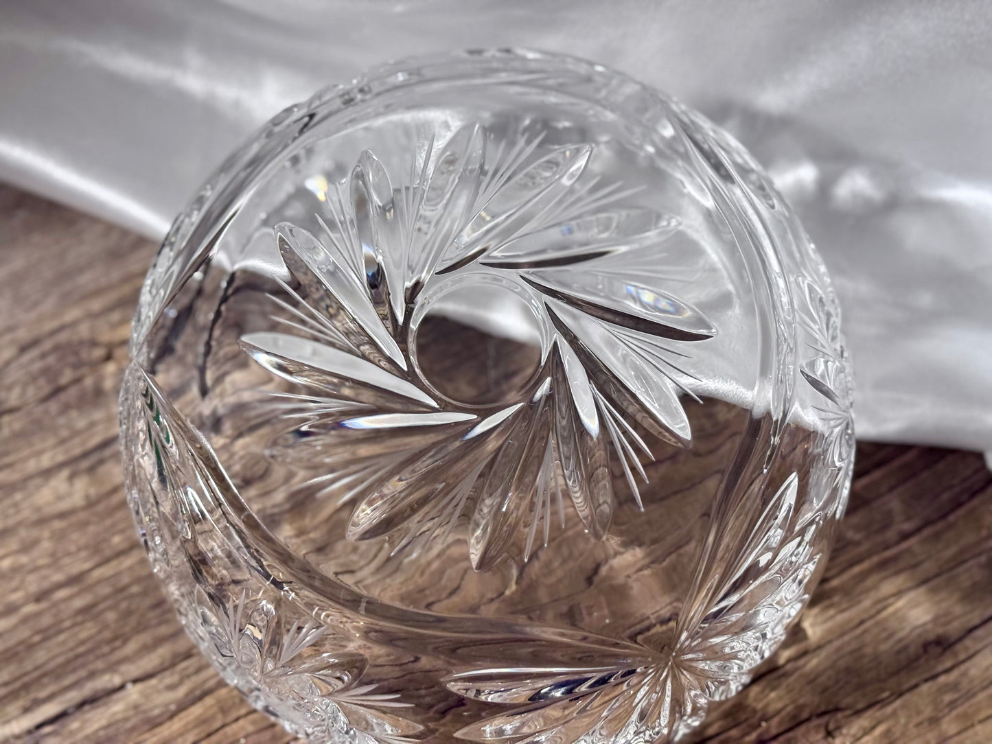 Bohemian Cut Crystal Pinwheel Sawtooth Bowl