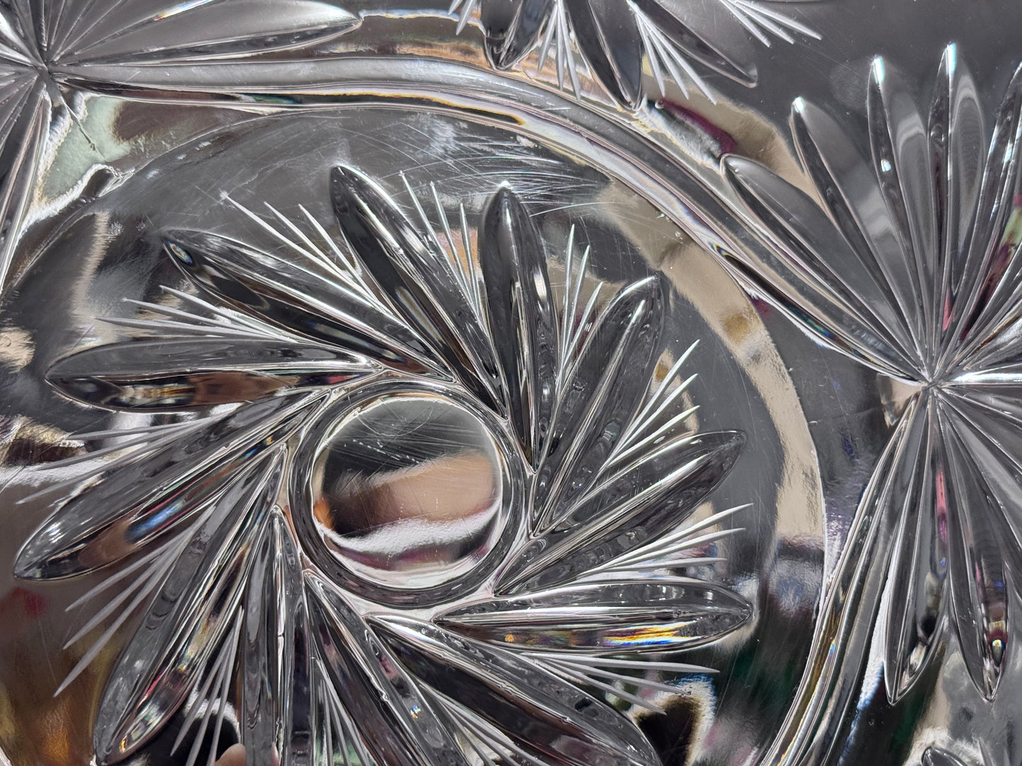 Bohemian Cut Crystal Pinwheel Sawtooth Bowl