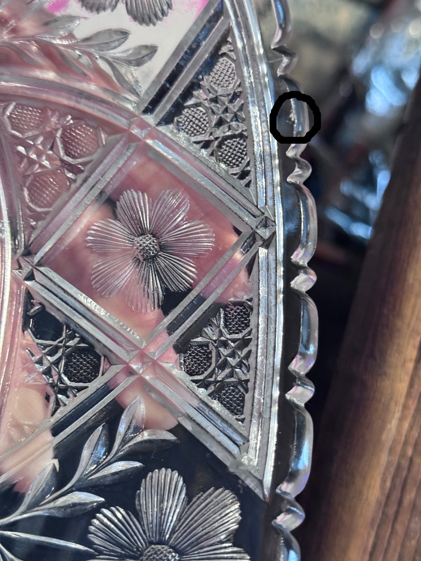 Clear Cut Glass Footed Floral Dish
