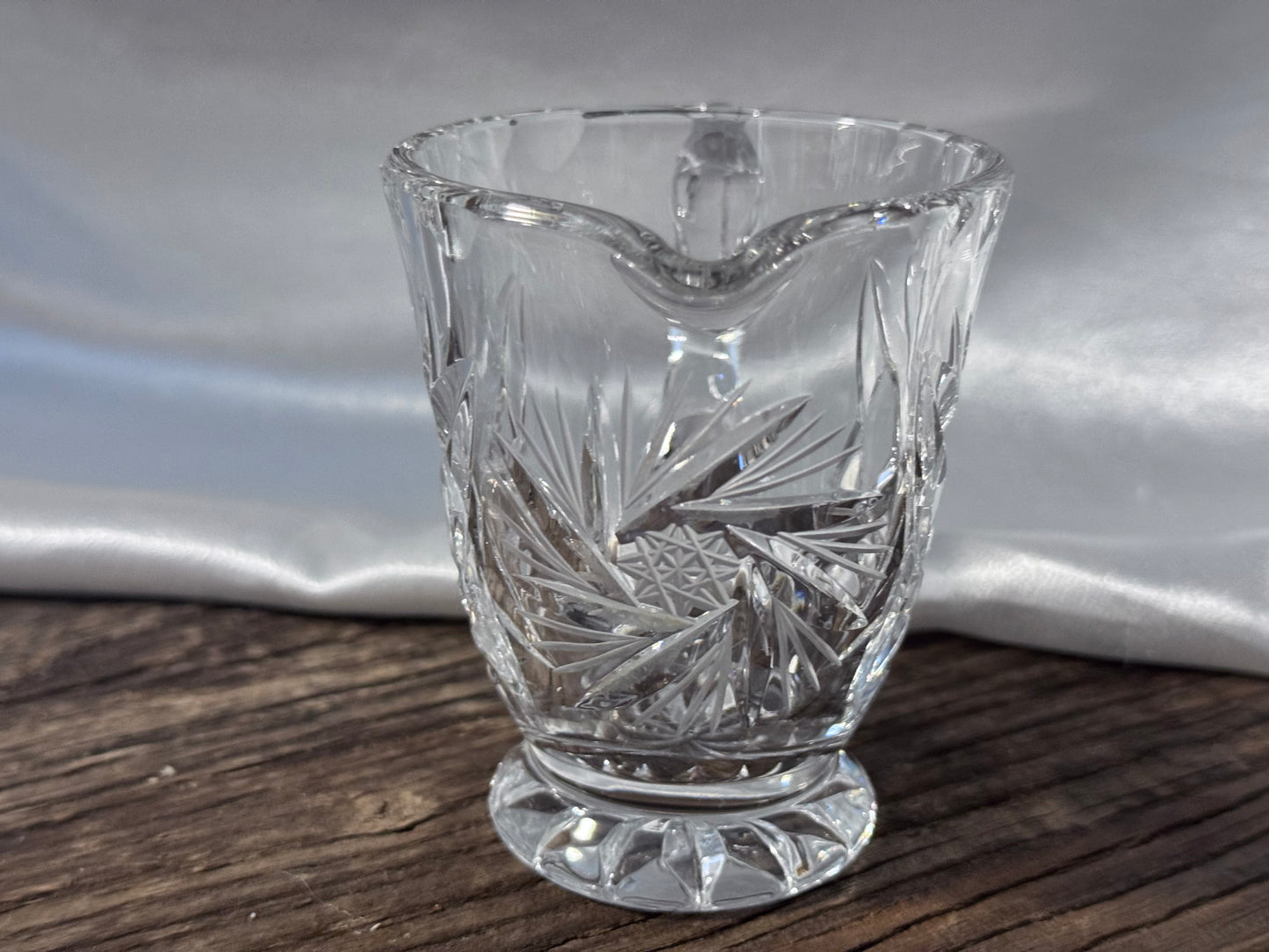 Cut Crystal "Pinwheel/Star of David" Pattern Milk and Sugar Set