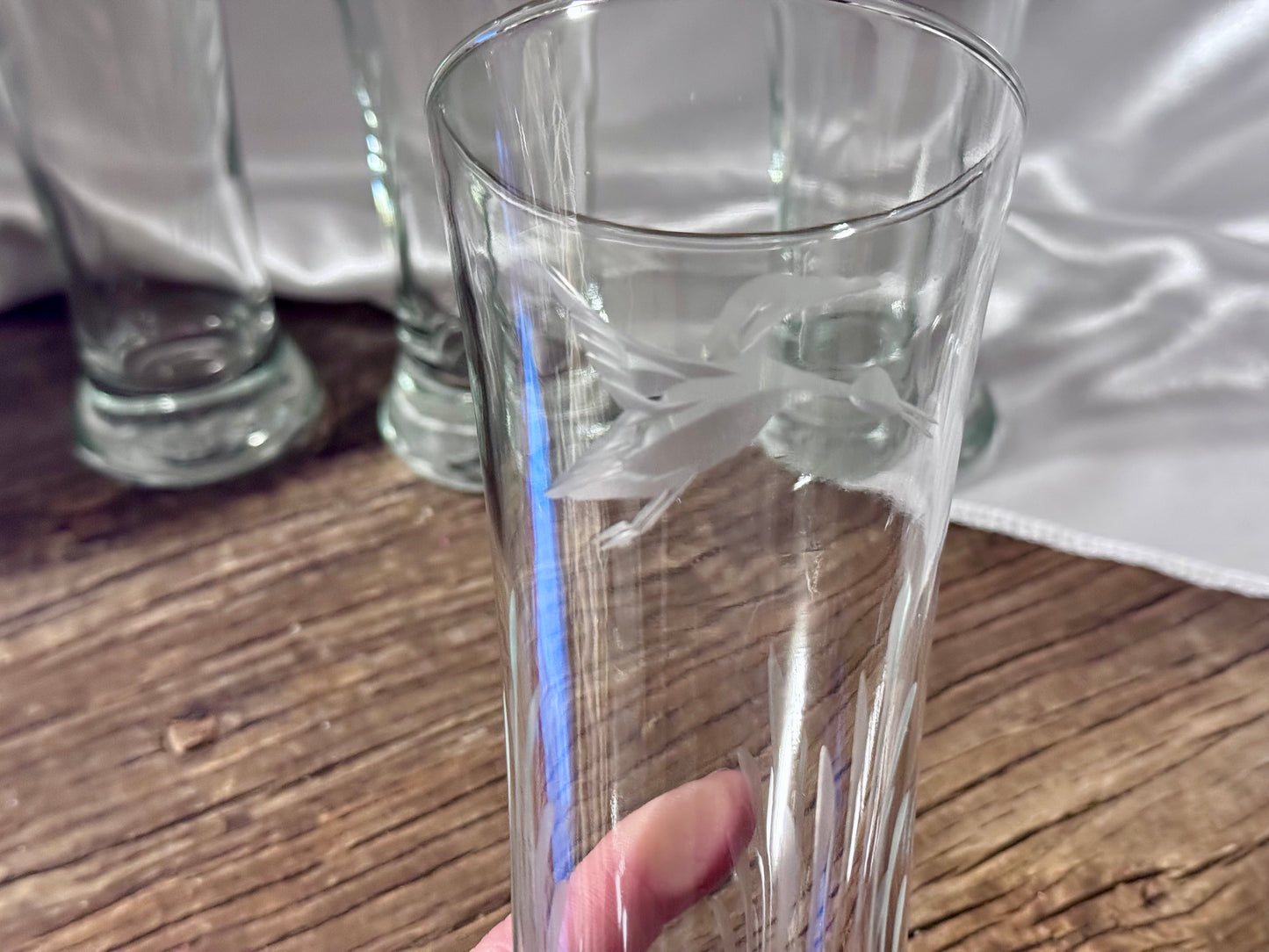 Etched Duck/Grass Pilsner Glasses