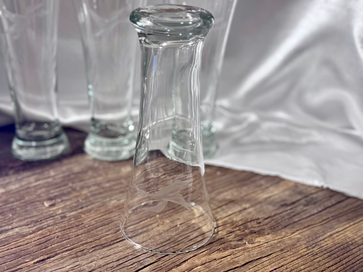 Etched Duck/Grass Pilsner Glasses