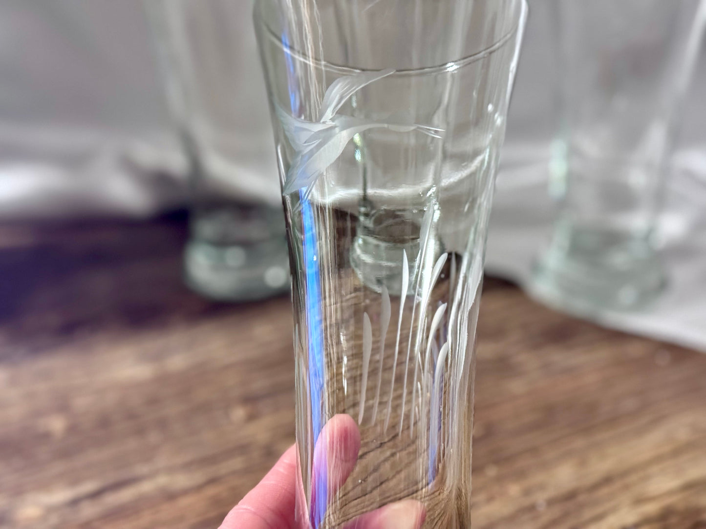 Etched Duck/Grass Pilsner Glasses