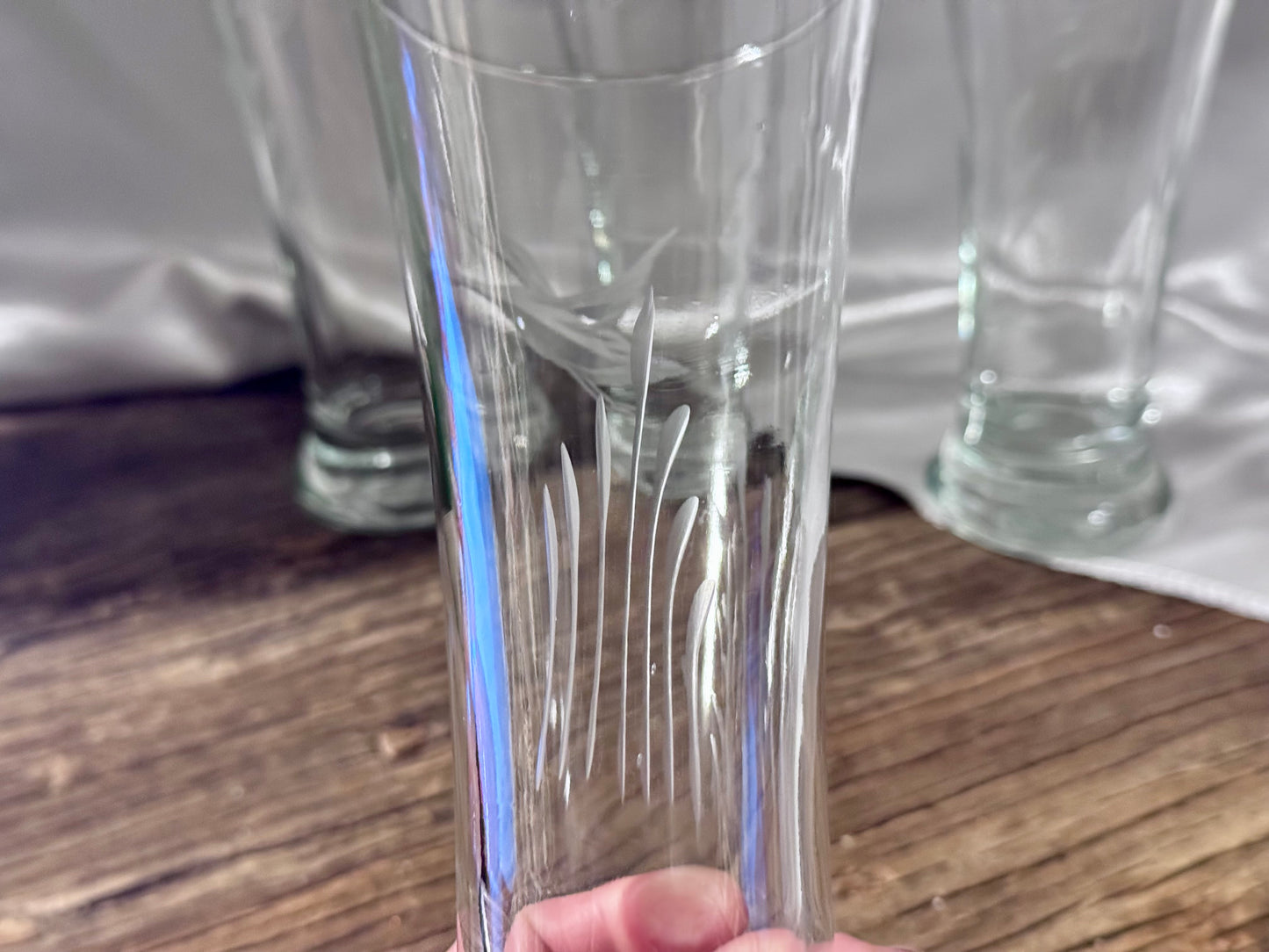 Etched Duck/Grass Pilsner Glasses