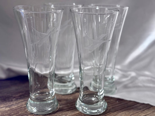 Etched Duck/Grass Pilsner Glasses
