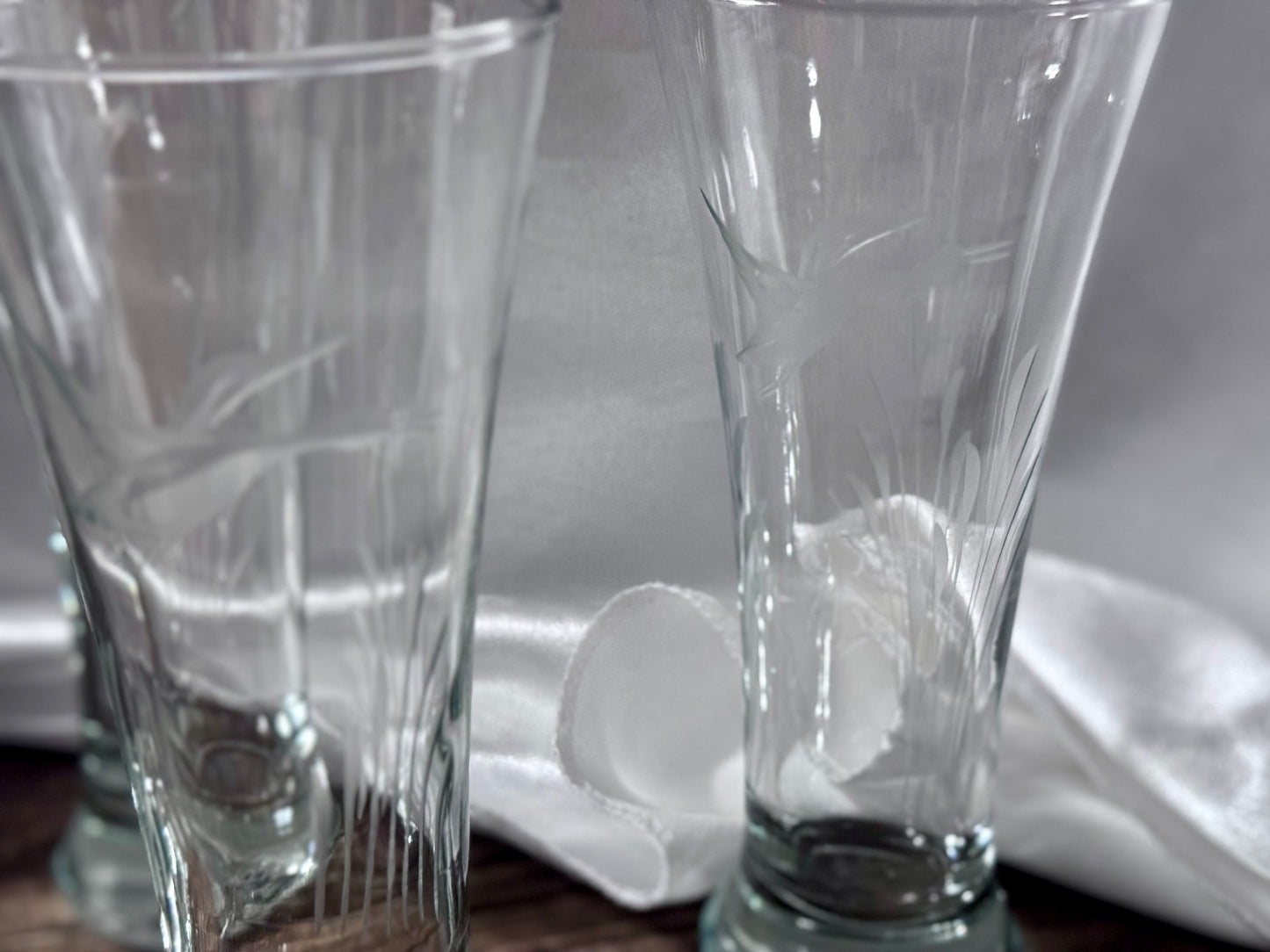 Etched Duck/Grass Pilsner Glasses
