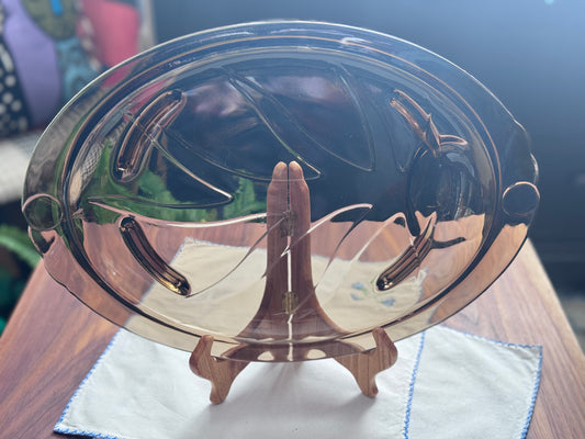 Pyrex Smoke/Brown Footed Serving Platter