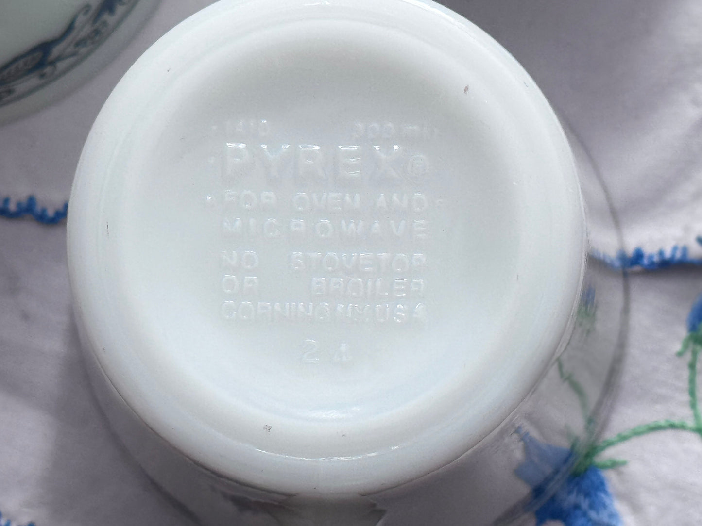 Pyrex Milk Glass Blue Onion Coffee Cups
