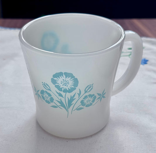 Glasbake Baby Blue Floral Mug