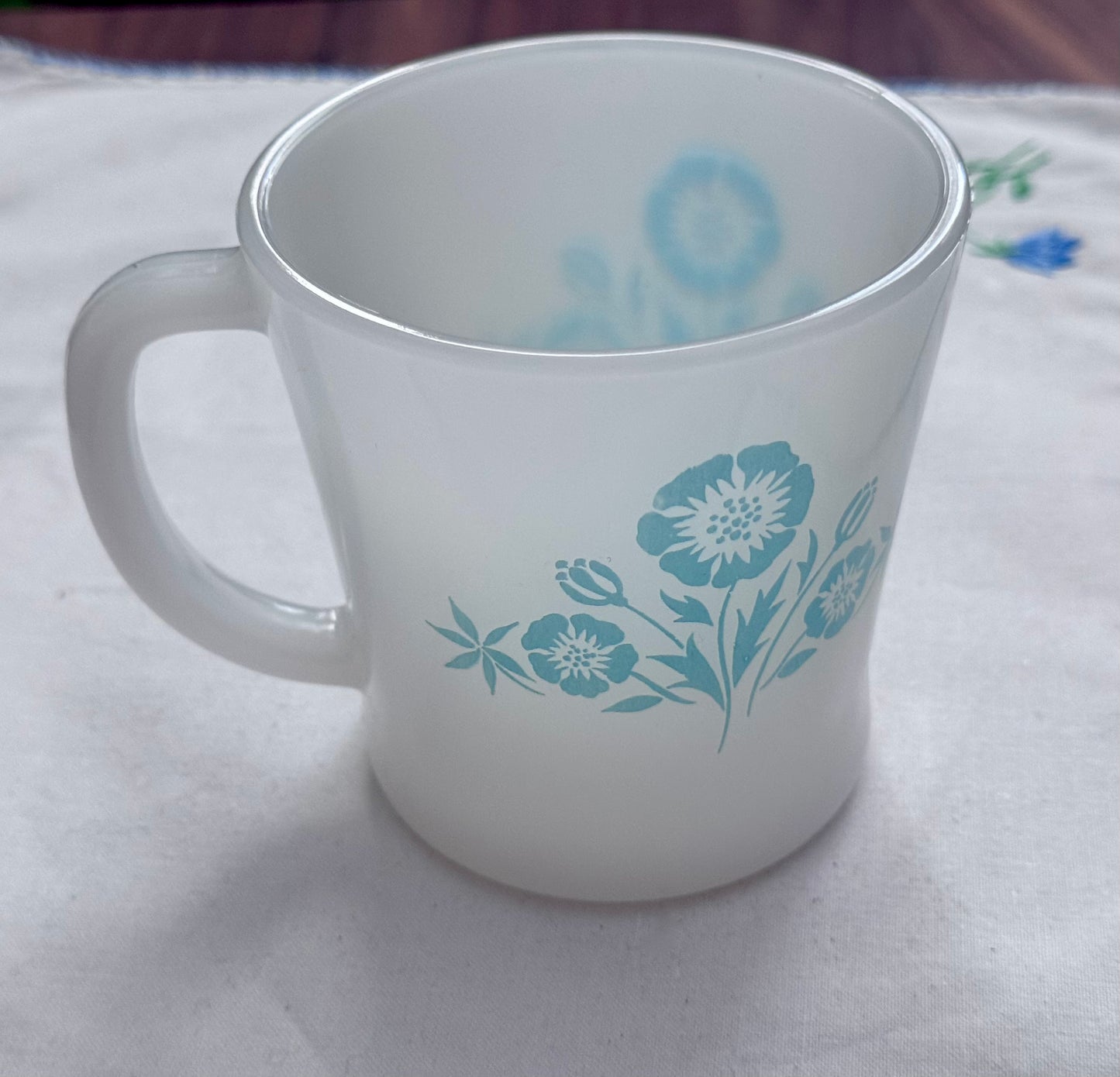 Glasbake Baby Blue Floral Mug