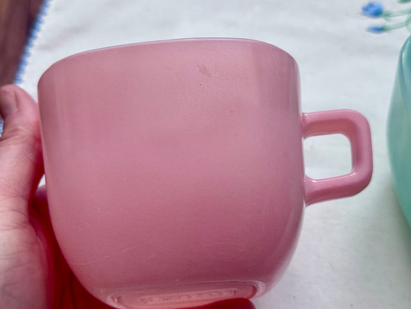 Glasbake Lipton Soup Pastel Square Coffee Mugs