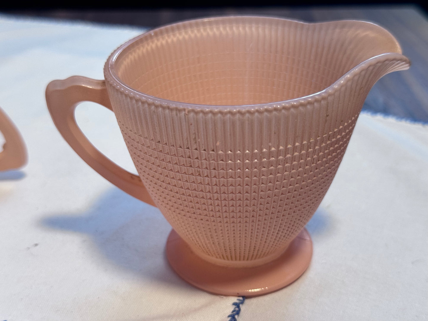Dominion Glass Pink Creamer & Sugar