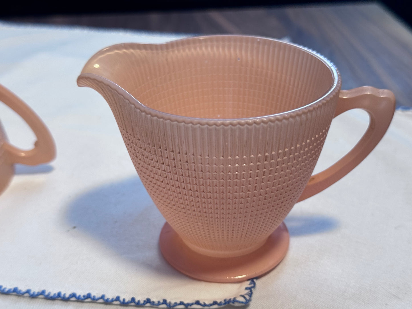 Dominion Glass Pink Creamer & Sugar