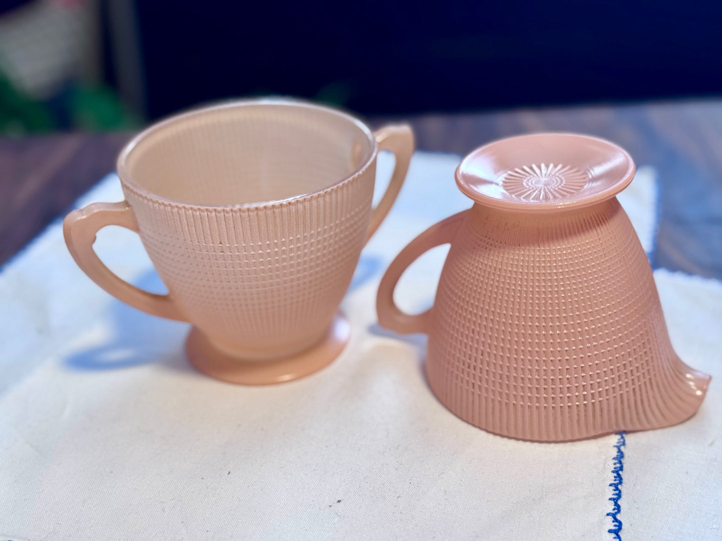 Dominion Glass Pink Creamer & Sugar