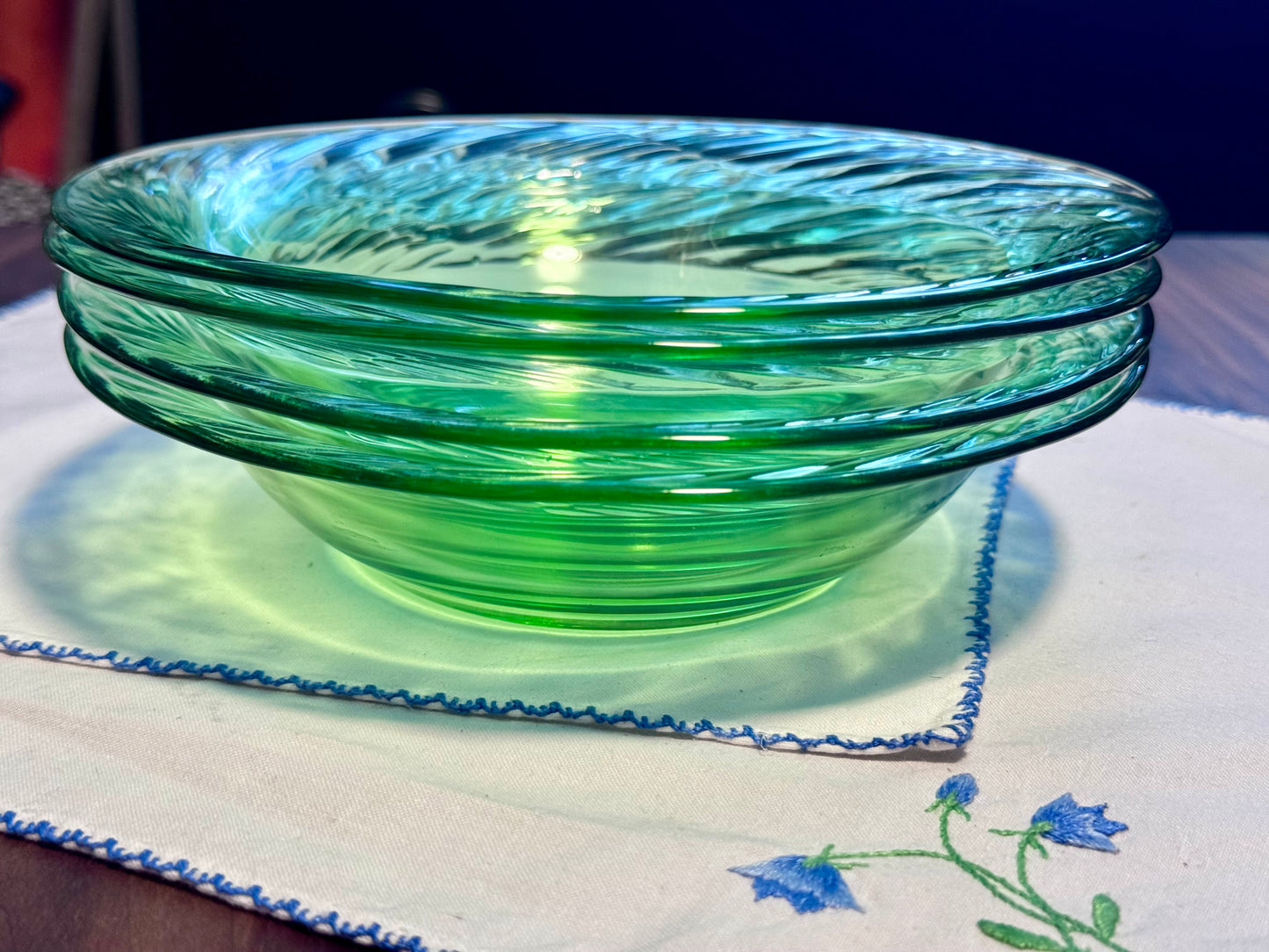 Green Glass Pyrex Bowls