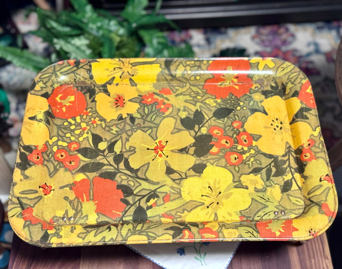 Floral Metal Serving Tray