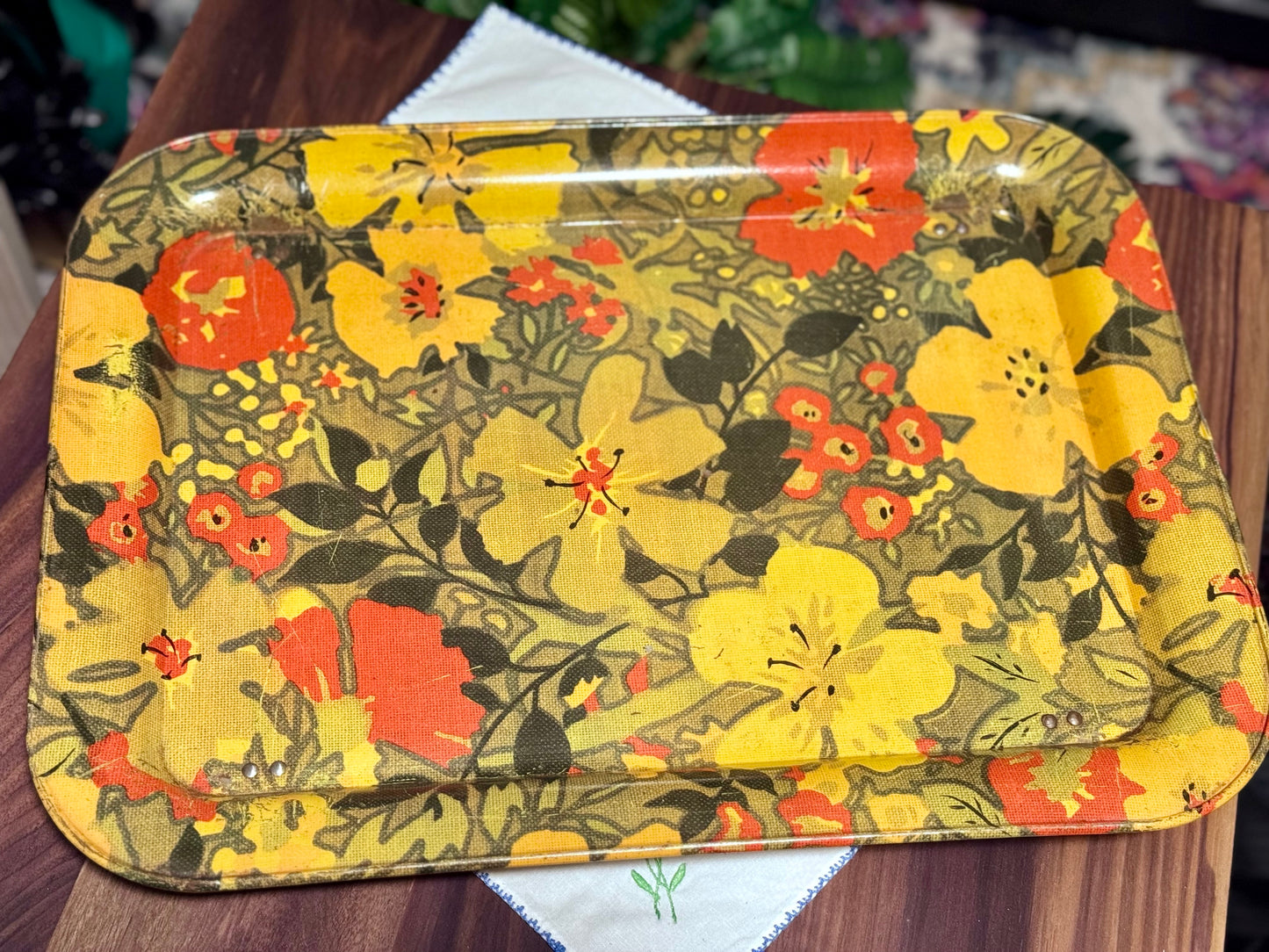 Floral Metal Serving Tray