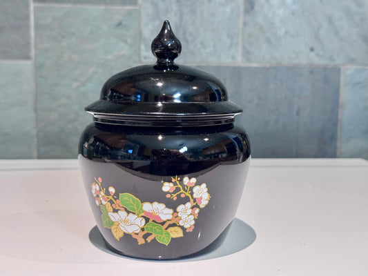 AVON Black Glass Ginger Jar