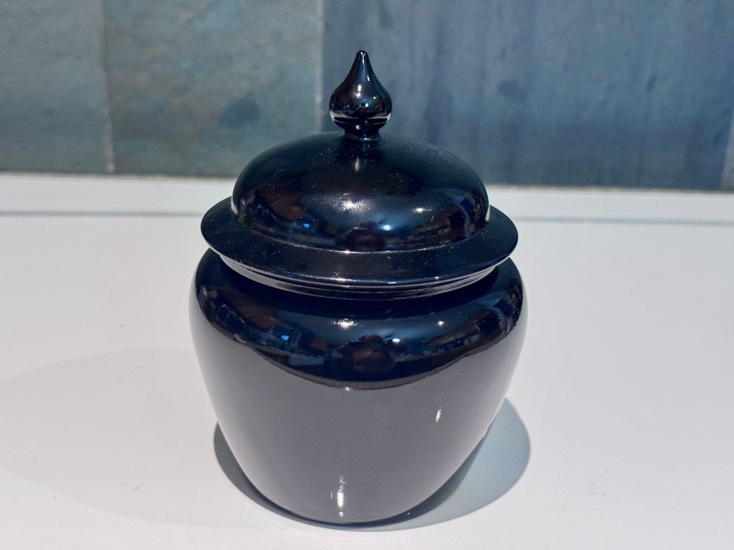 AVON Black Glass Ginger Jar