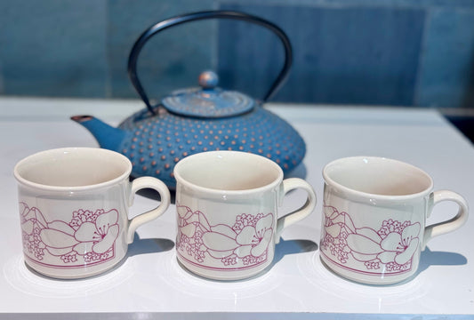 Red Floral Print Made in England Mugs