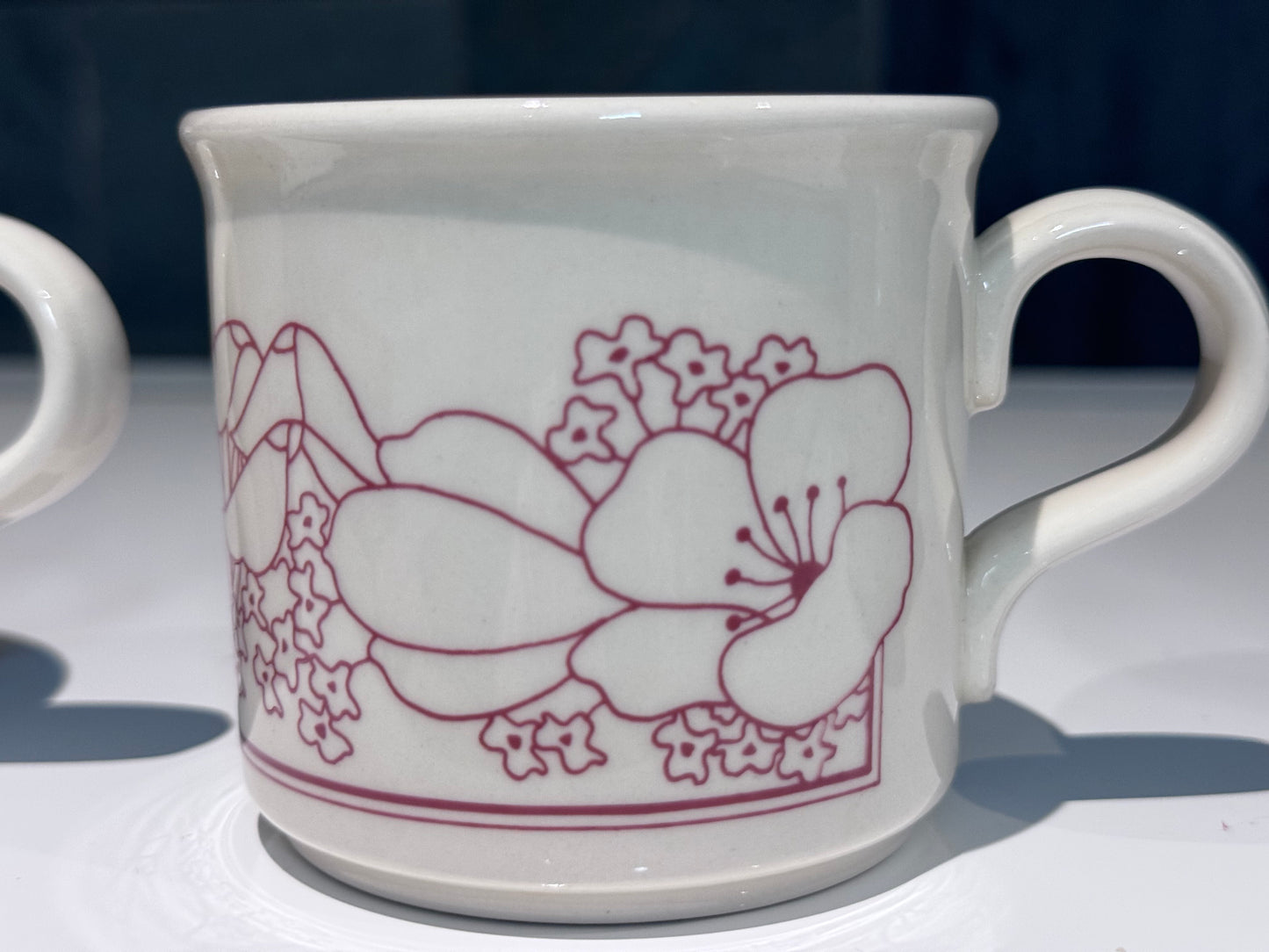 Red Floral Print Made in England Mugs