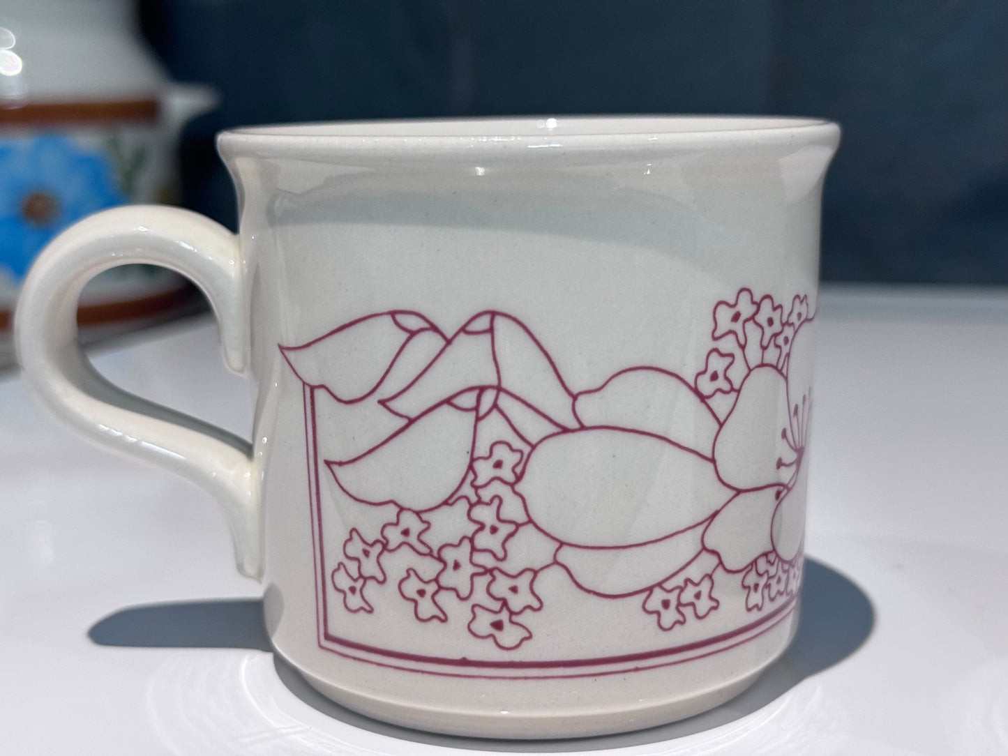 Red Floral Print Made in England Mugs