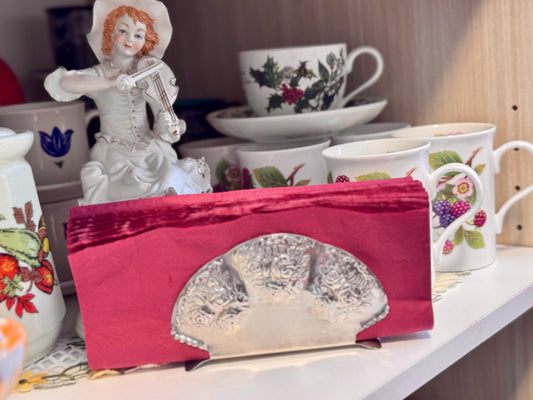 Elegance Silver Plated on Brass Rose Napkin Holder