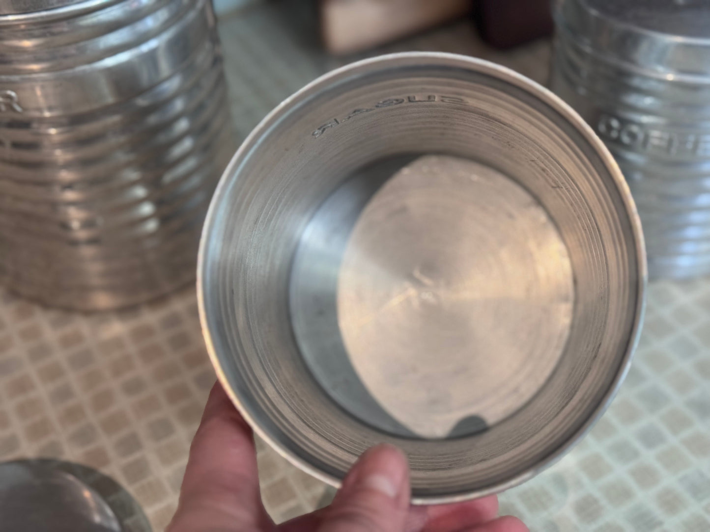 Nasco Italy Round Ribbed Aluminum Canister Set