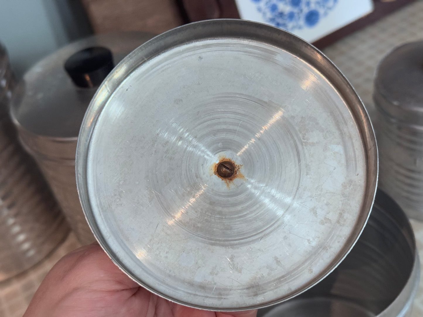 Nasco Italy Round Ribbed Aluminum Canister Set