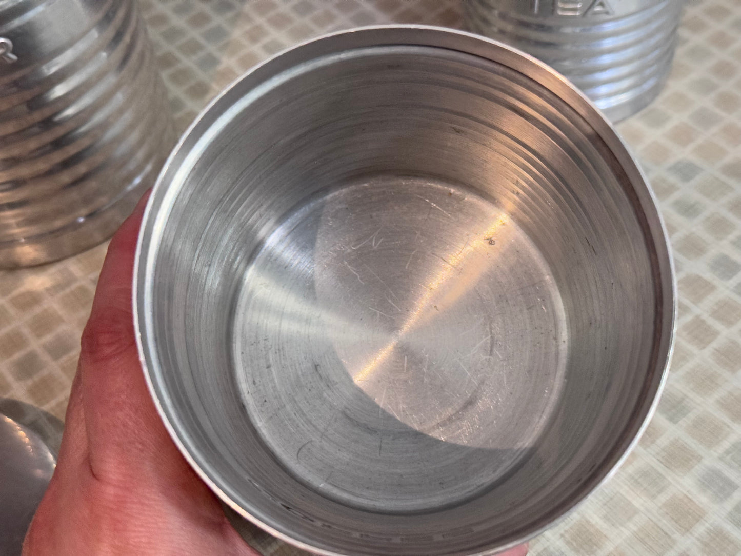 Nasco Italy Round Ribbed Aluminum Canister Set