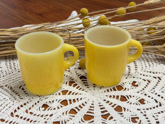 Anchor Hocking Fire-King Yellow Milk Glass Mugs