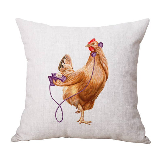 Hen On The Phone Decorative Pillow, Cushion