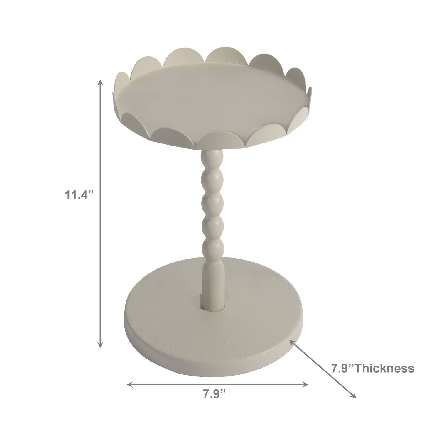 Round Metal Scallop Edge Plant Stand (11.4"H, KD): Grey