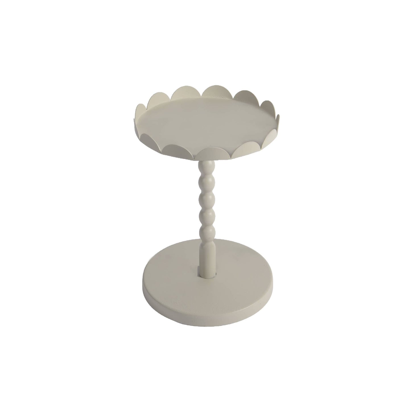 Round Metal Scallop Edge Plant Stand (11.4"H, KD): Grey