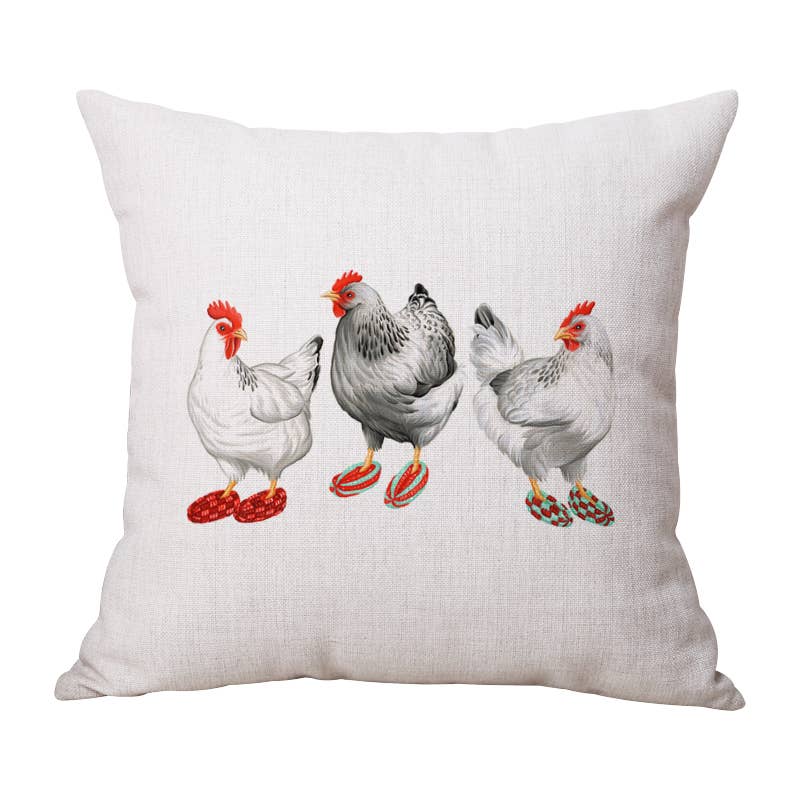 Hen Wearing Slipper Decorative Pillow, Cushion