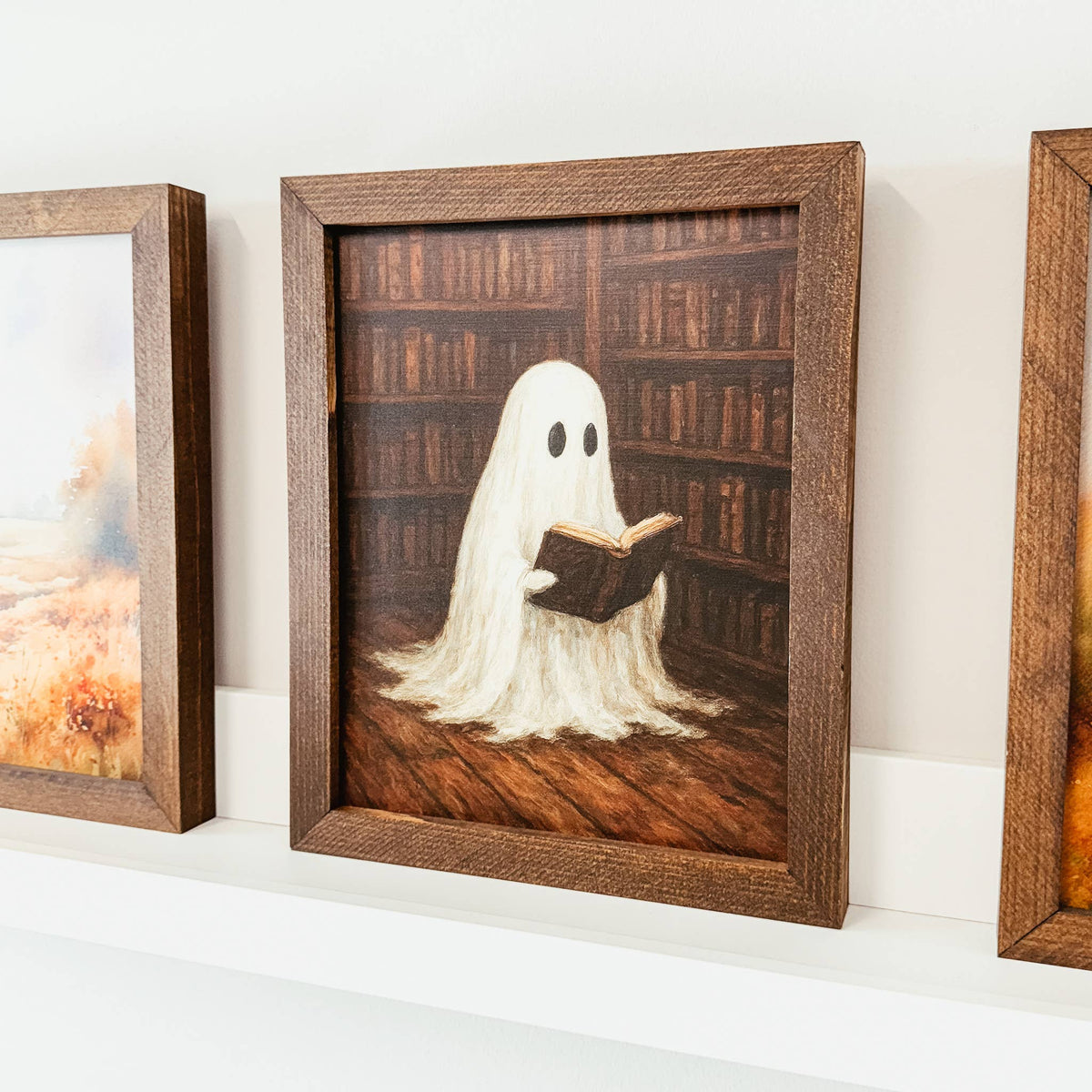 Bookish Ghost Framed Sign | Vintage Inspired Halloween Sign