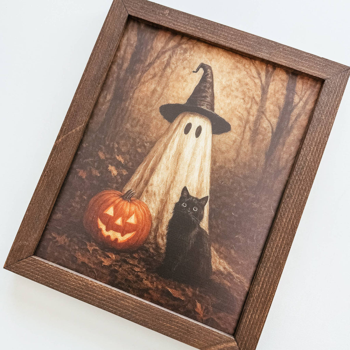 Witchy Ghost Framed Sign | Vintage Inspired Halloween Sign
