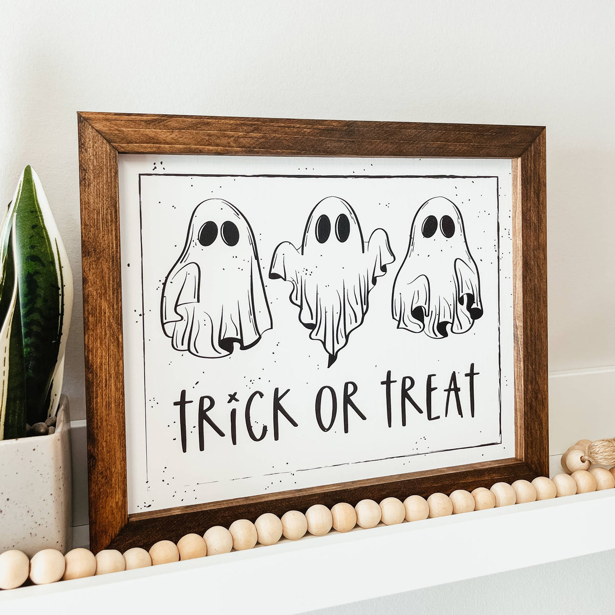 Trick Or Treat Framed Wooden Sign