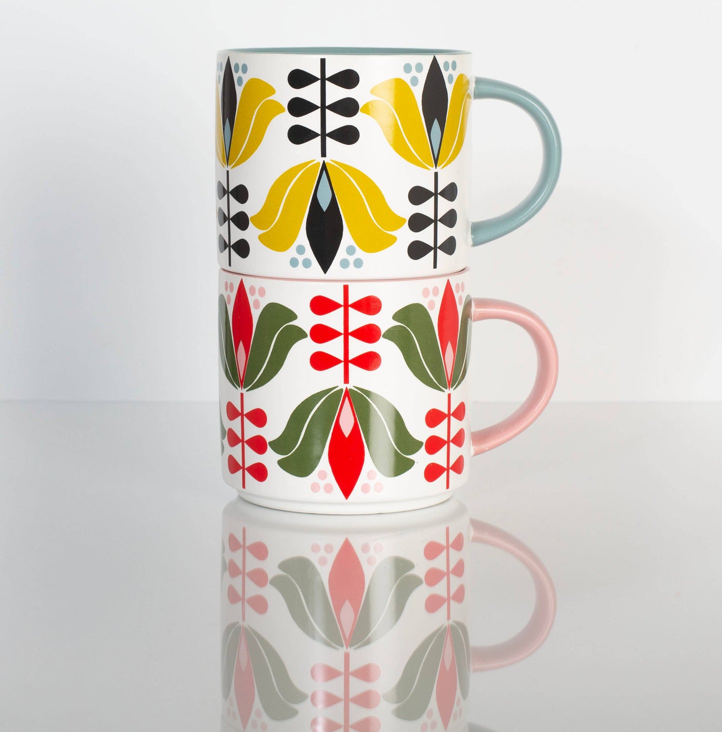 Red Lotus Mid Century Modern Matte Stackable Coffee Mug