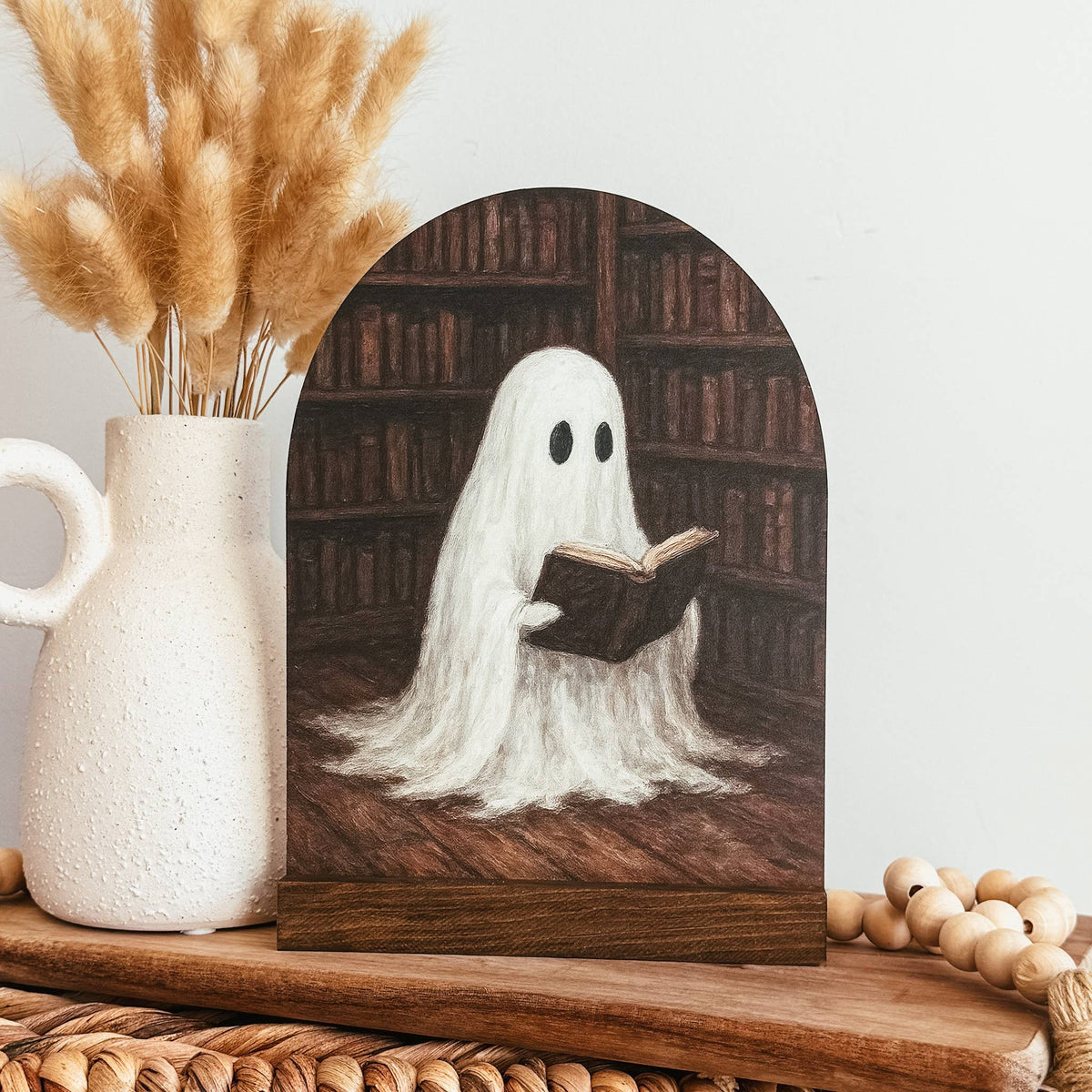 Bookish Ghost Mini Sign | Vintage Inspired Halloween Sign